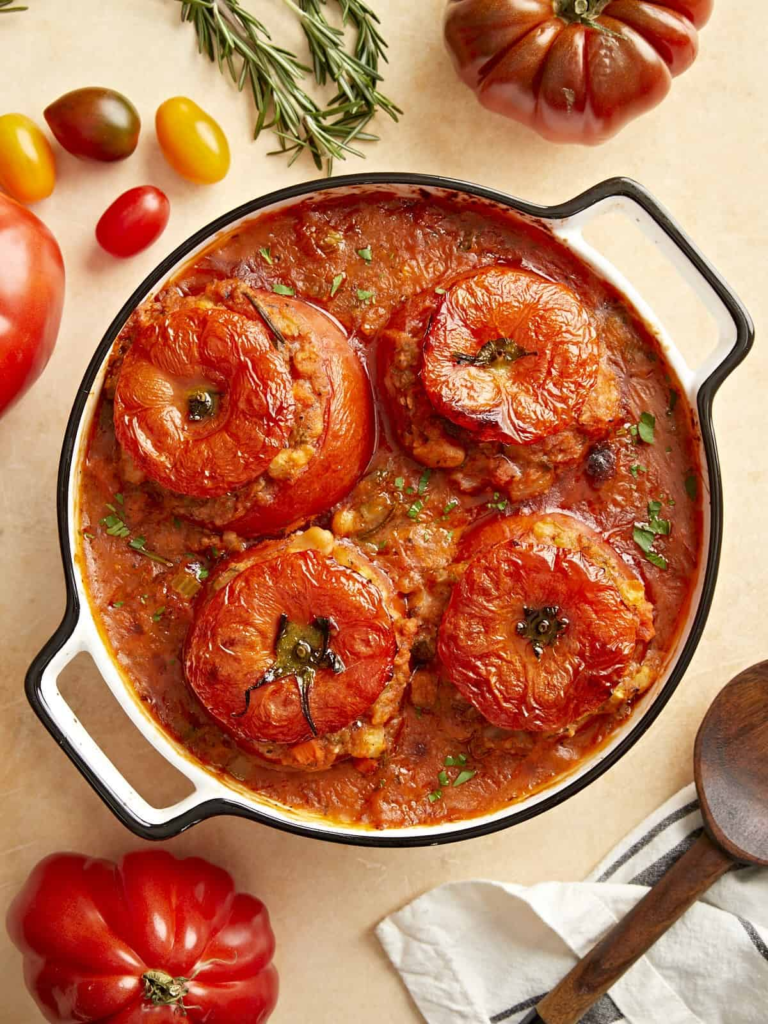Tuscan White Bean Stuffed Tomatoes